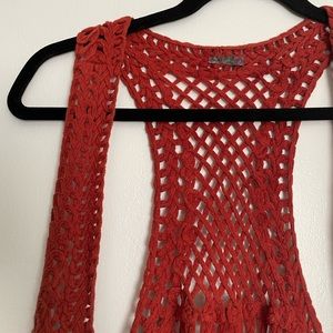CUTE BOHO Burnt Orange Crochet Vest